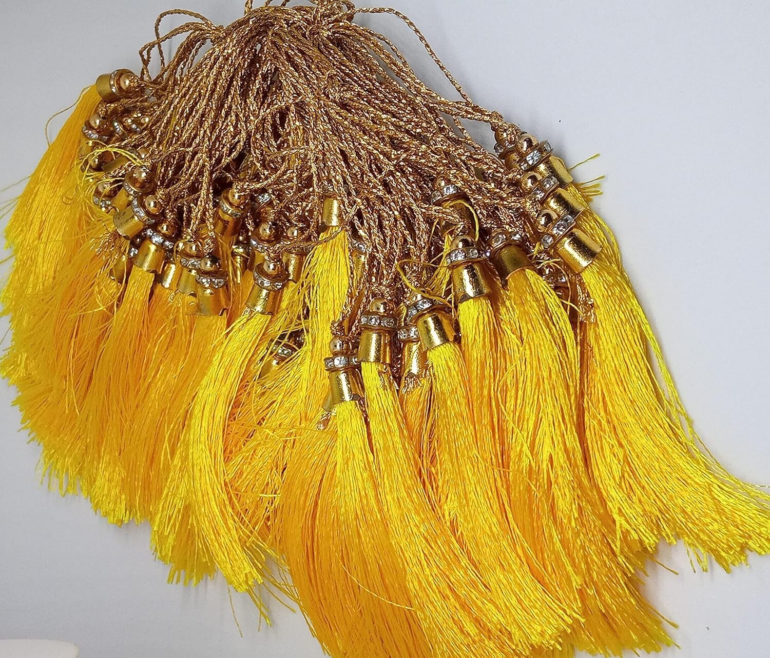 Silk Kuchulu &Tassel For Sari (Pack Of 10) Yellow Ethenic Wear Hanging Key Chain