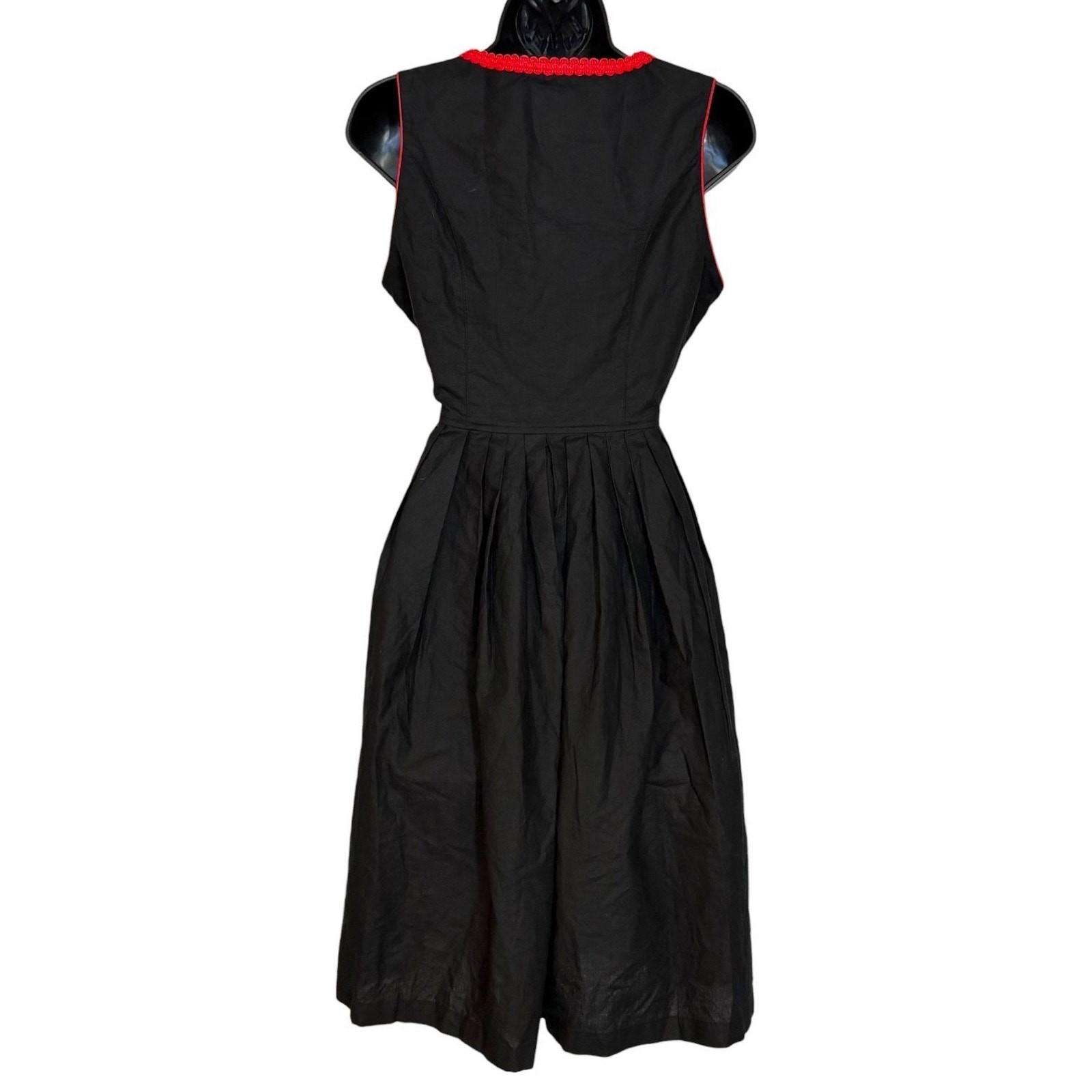 BLACK & RED WOMENS DIRNDL LACE UP FRONT OCTOBERFEST TRADITIONAL RETRO SZ 32 XS S