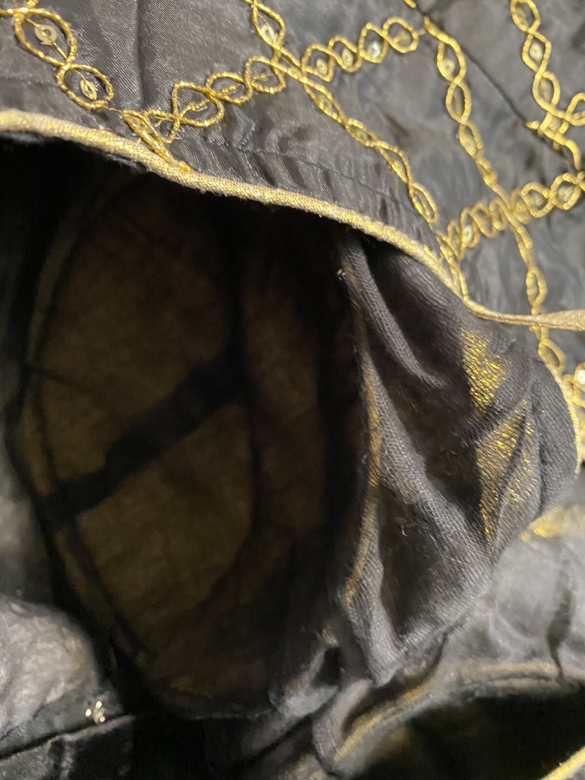 NEW Readymade Designer Sari Blouse Black brocade NECK DORI large XL size 42″ USA