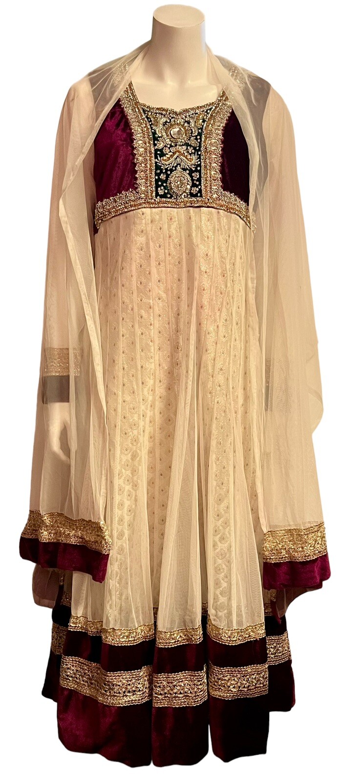 Vidya Fashions Jalandhar City Indian Shalwar Kameez Dress Pant Outfit Burgundy S