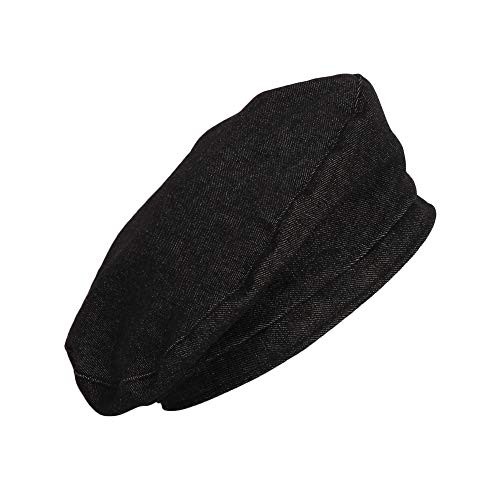 Beret Hat Cool Denim Cotton British Style Strap Adjustable One Size Black