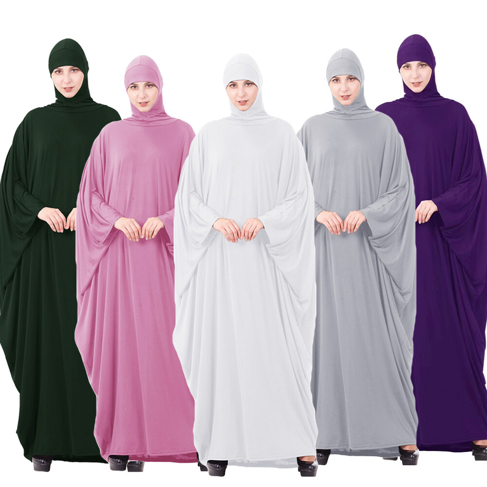 Ramadan One Piece Prayer Dress Muslim Islamic Women Overhead Caftan Abaya Kaftan