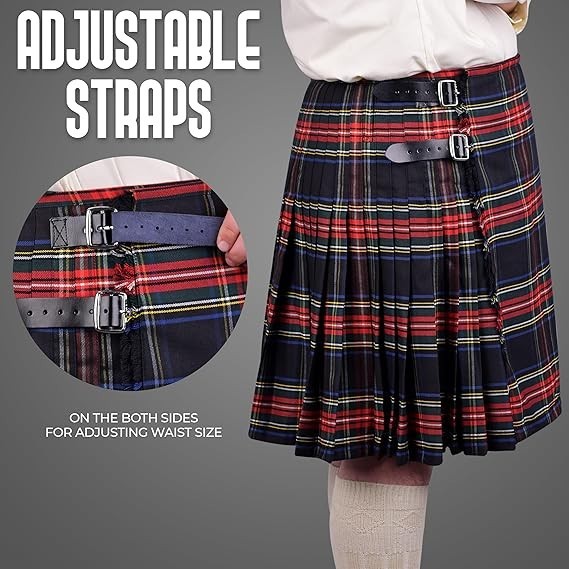 Kilt for Men I Scottish Tartan Kilt Polyviscose 8 Yard Traditional Mens Kilt