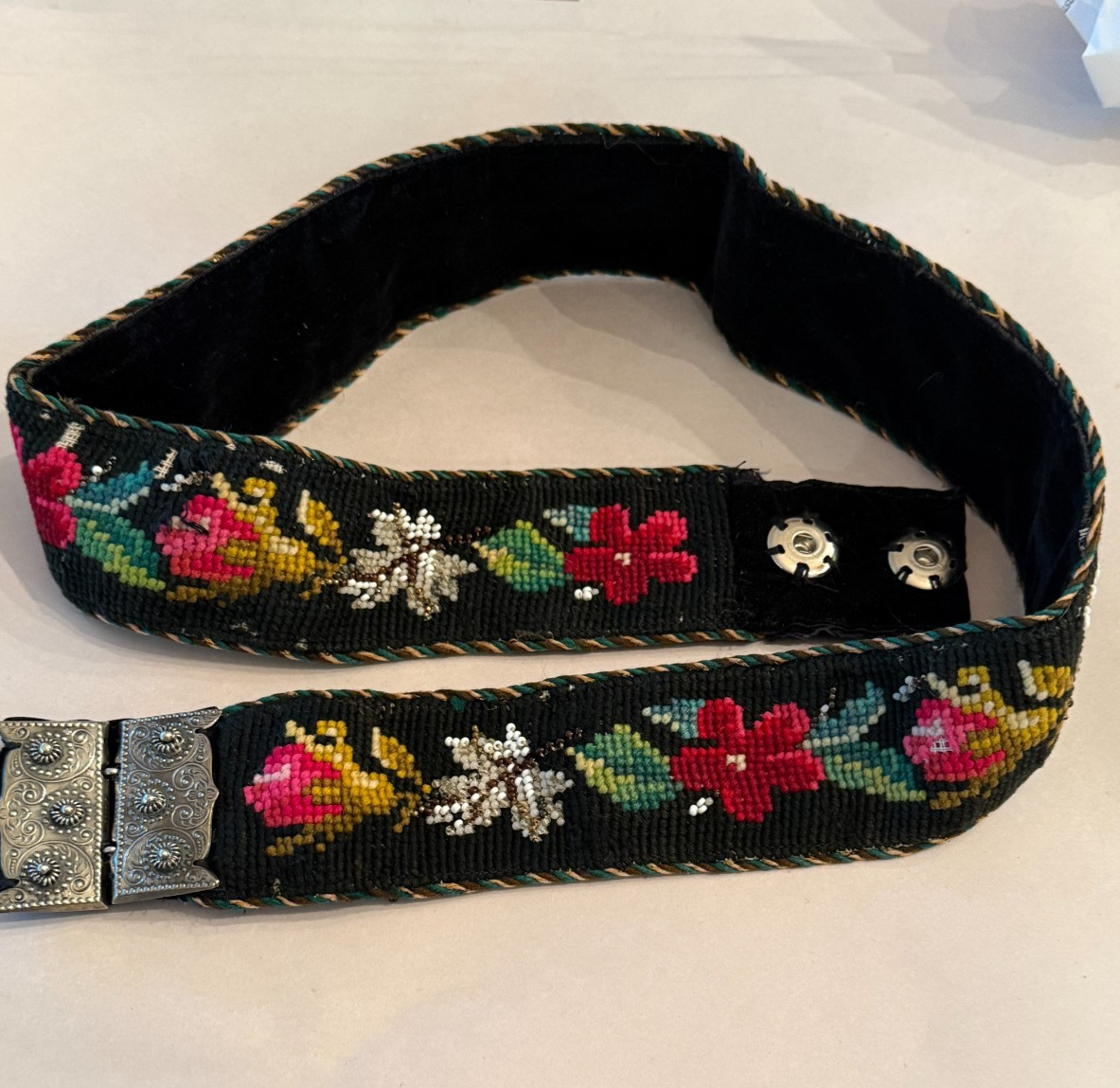 AUTHENTIC Norwegian Bunad Purse Black Hand embroidery from Norway 830S Silver