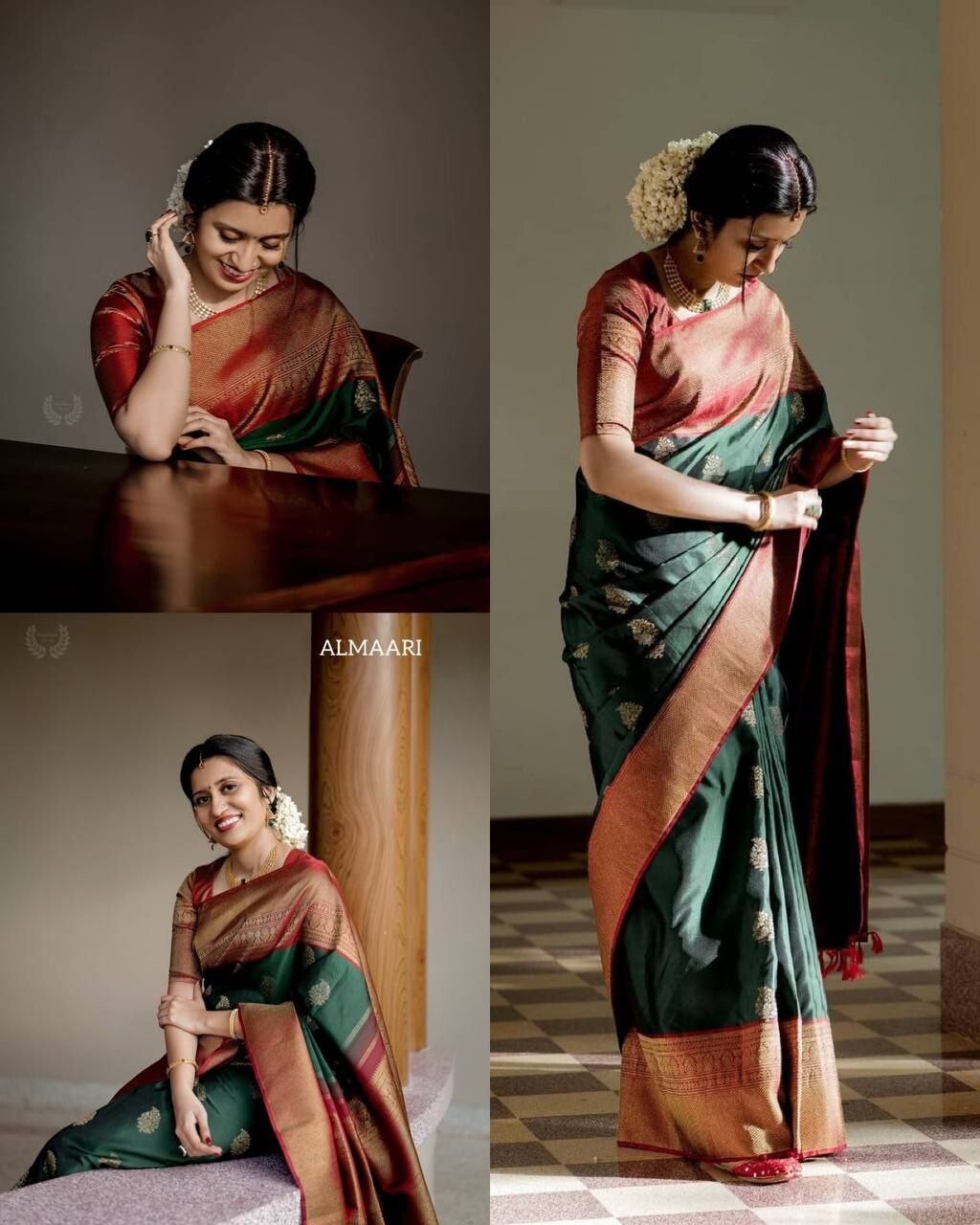 green maroon sarees for women wedding Saree indian Saree with blouse piece.