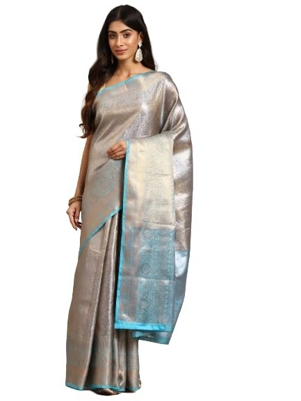 Women’s Tissue Silver Zari Saree