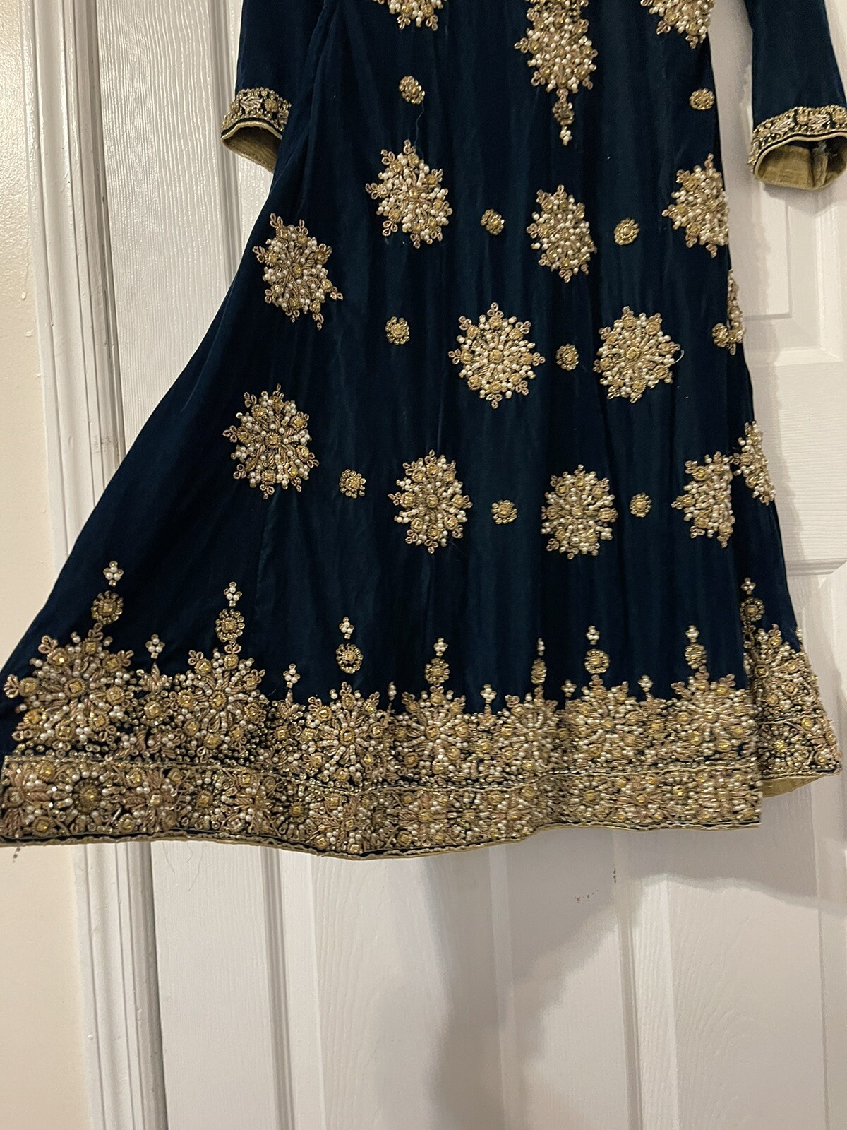 2pc Heavily Embellished Velvet Suit. Short Frock And Dupatta