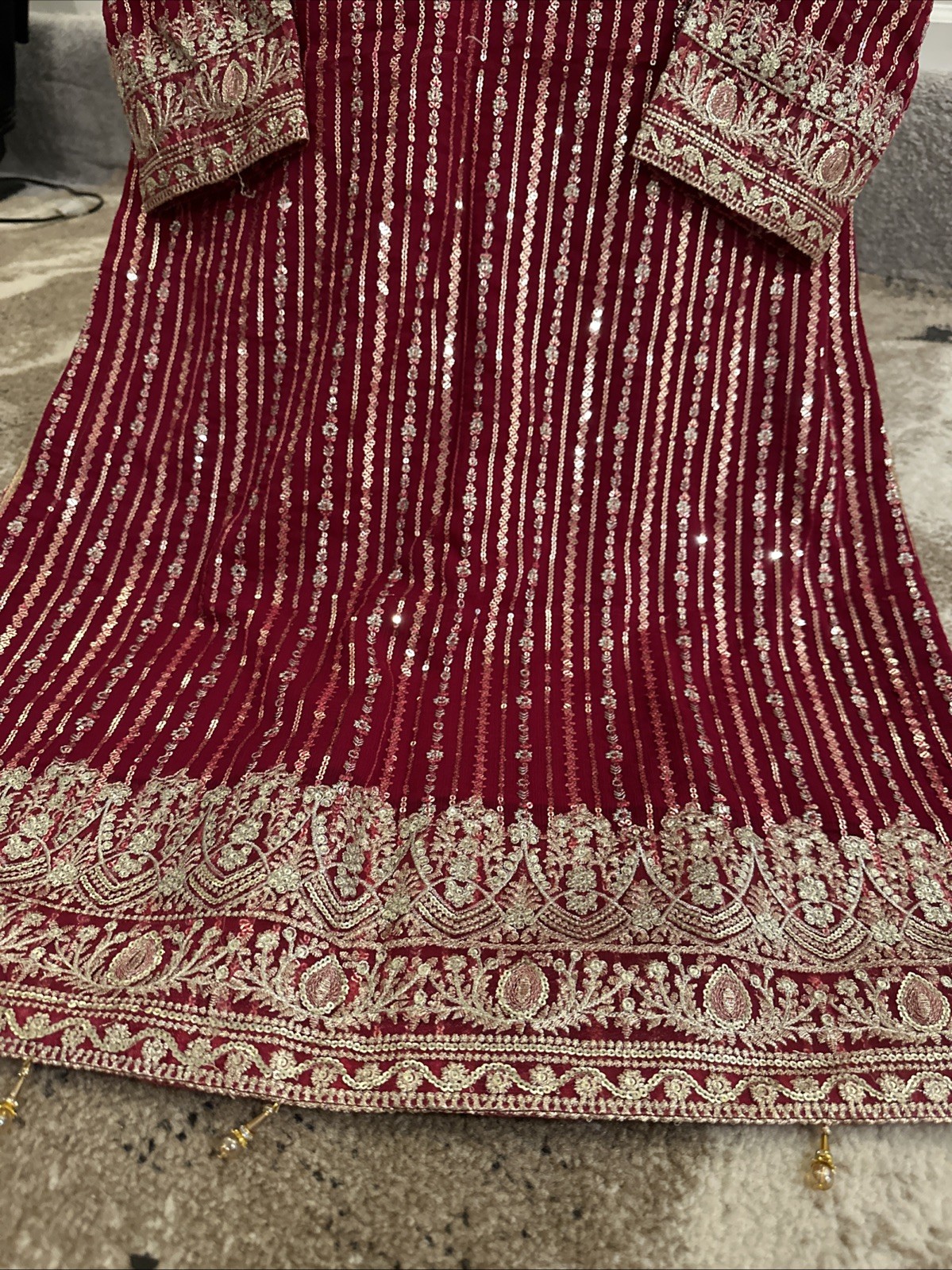 Pakistani Indian Shalwar Kameez Chiffon With Duppata Bust 42 Fully Lined