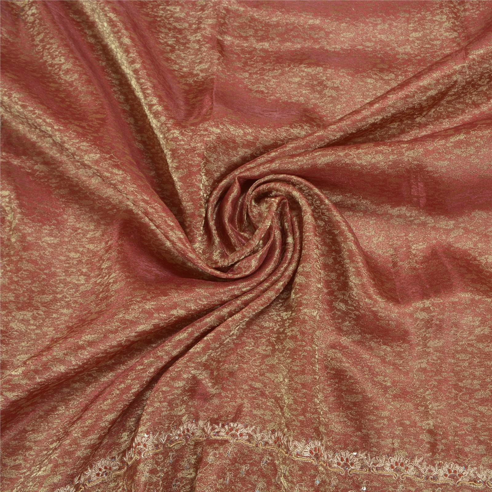 Sanskriti Vintage Golden Red Sarees Art Silk Handmade Woven Ethnic Sari Fabric
