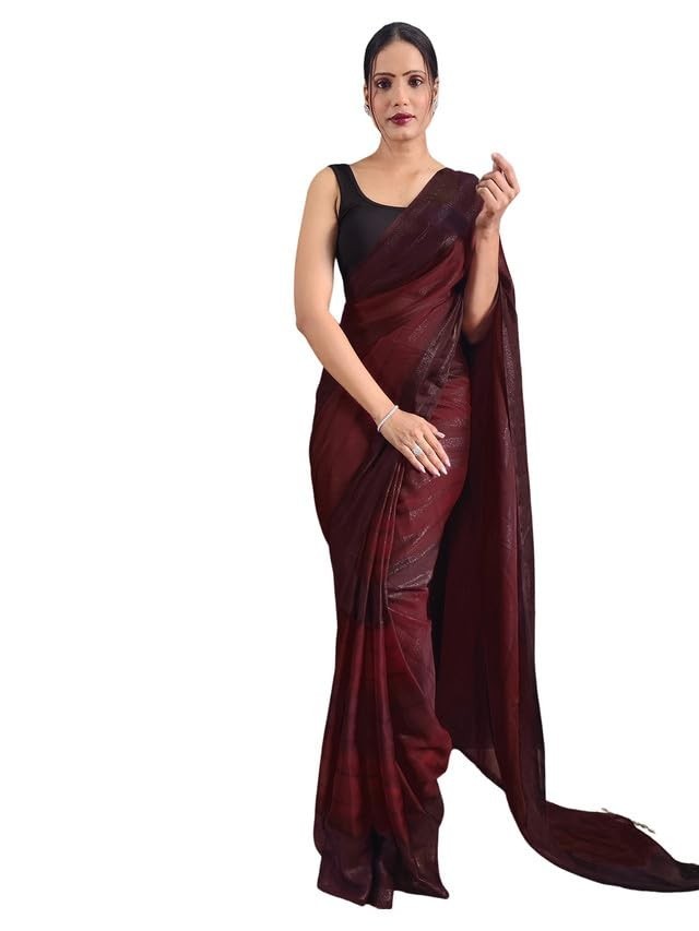 Women’S Chiffon Ready To Wear Saree With Unstitched Blouse Piece