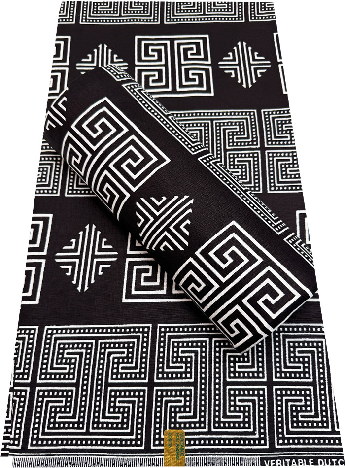 African Super Quality Wax Prints Sell by 6 Yards Mudcloth Design-Black and White