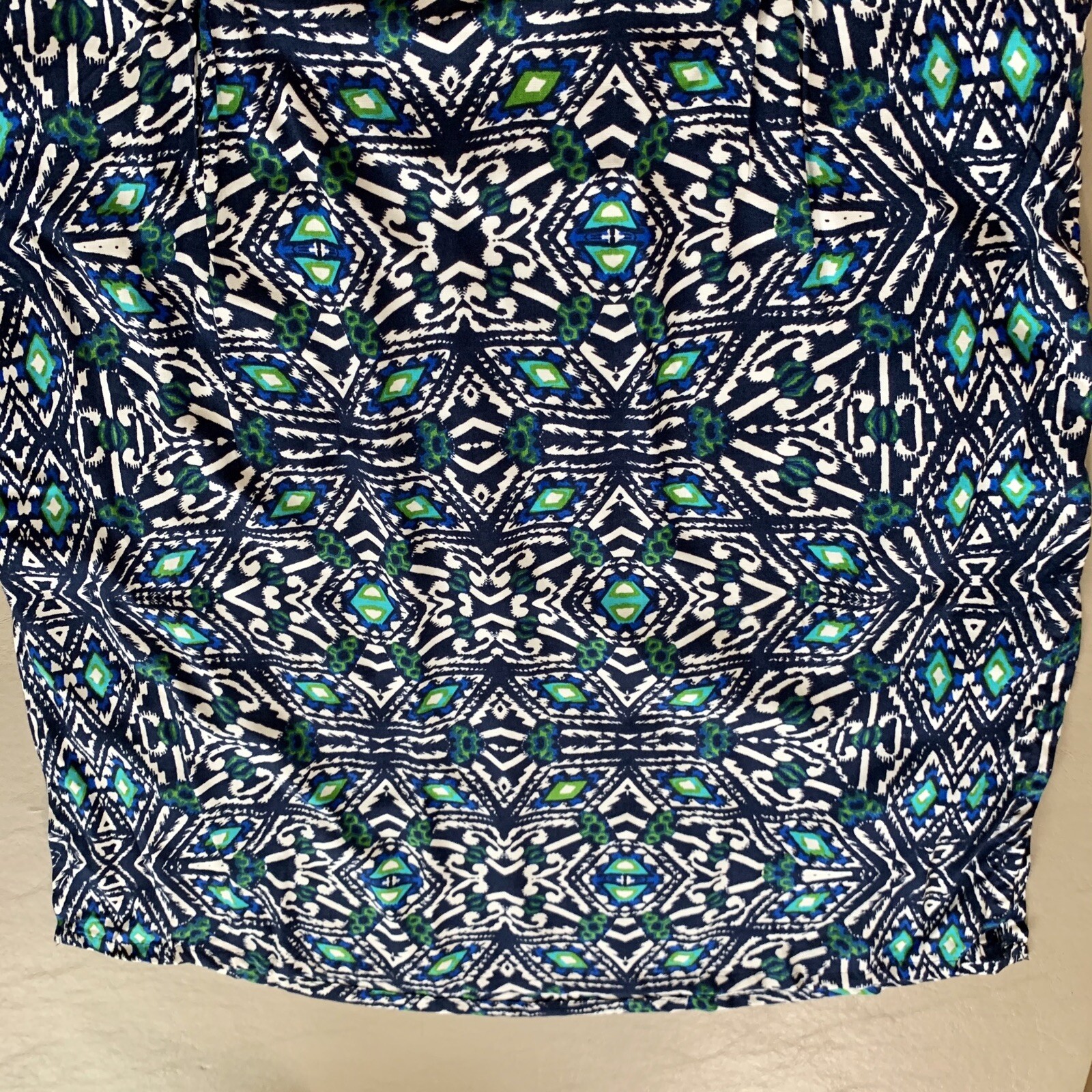 AVAASA Womens Tunic Blue Navy Print Kurta Indian Dress 3/4 Sleeve XS NEW