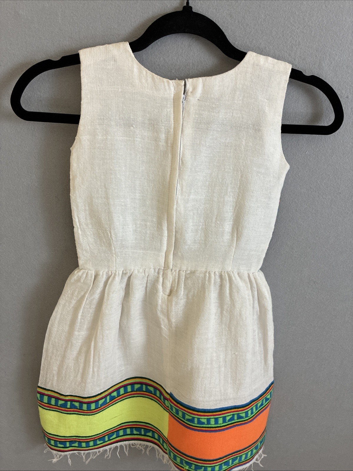 Habesha Ethiopian Girl’s Cotton Dress Approx Size 4 with vibrant stripe trim