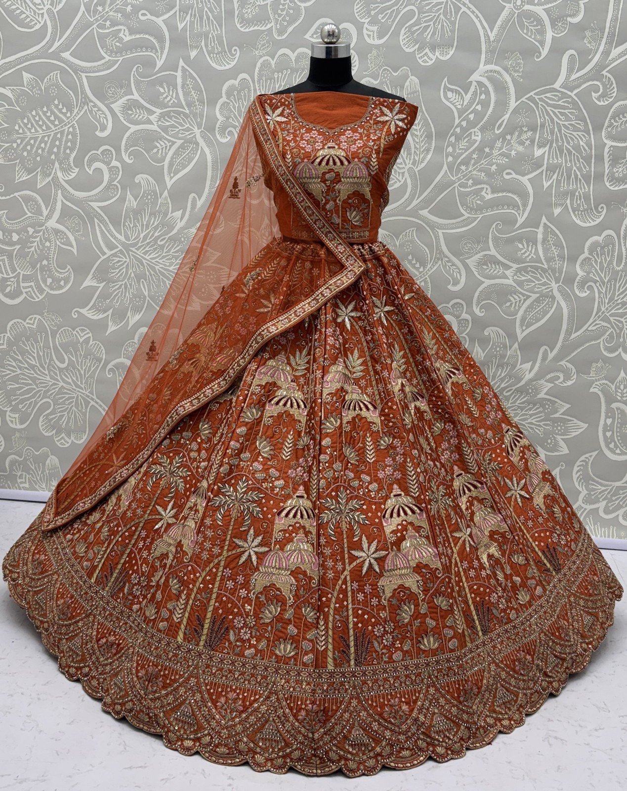 Net Lehenga Choli Sequins Zari Embroidery Bridal Wedding Party Wear Set