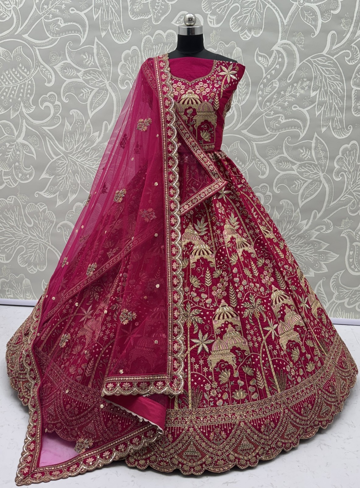 Silk Lehenga Choli Dori Thread Sequins Wedding Reception Party Outfit