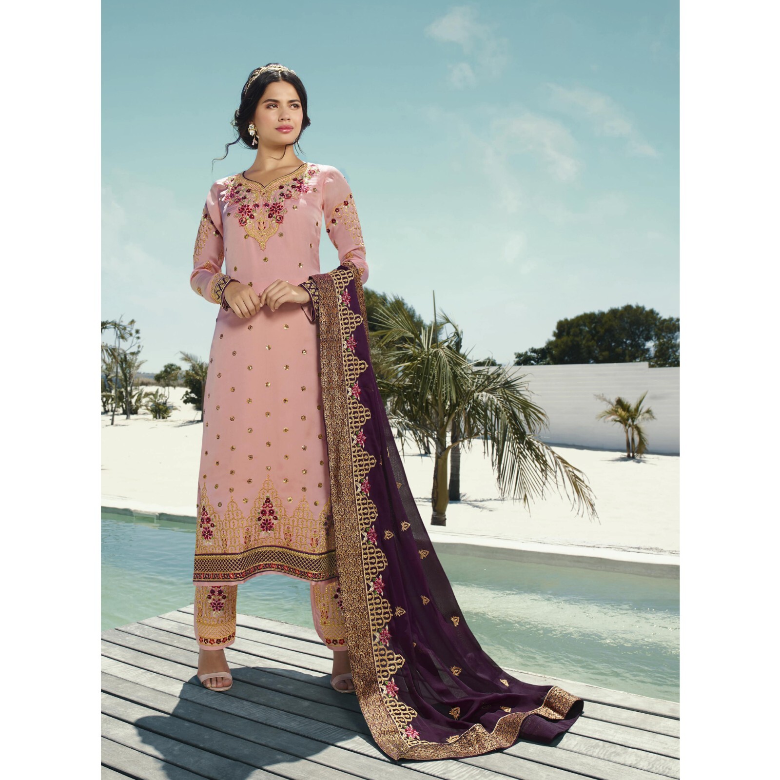 Party Wear Salwar Kameez Outfits Indian Pakistani Wear Embroidery Worked Dress
