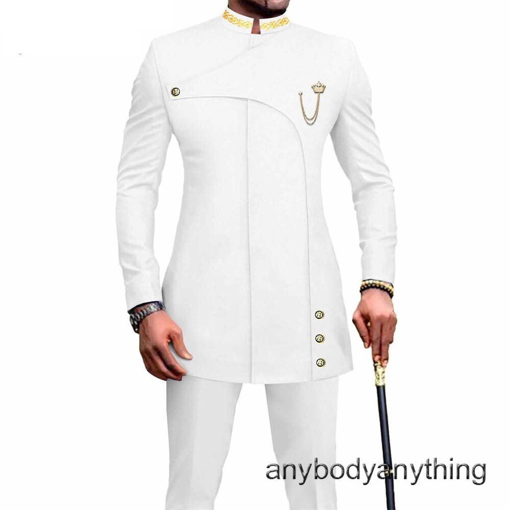 Men African Suits Dashiki Jacket and Pants 2 Piece Set Formal Dress Outfits