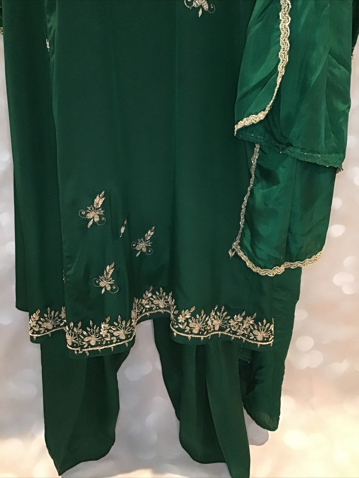 Designer Indian Pakistani SALWAR SHALWAR Kameez 3-PC SUIT Euro 44 GREEN/GOLD