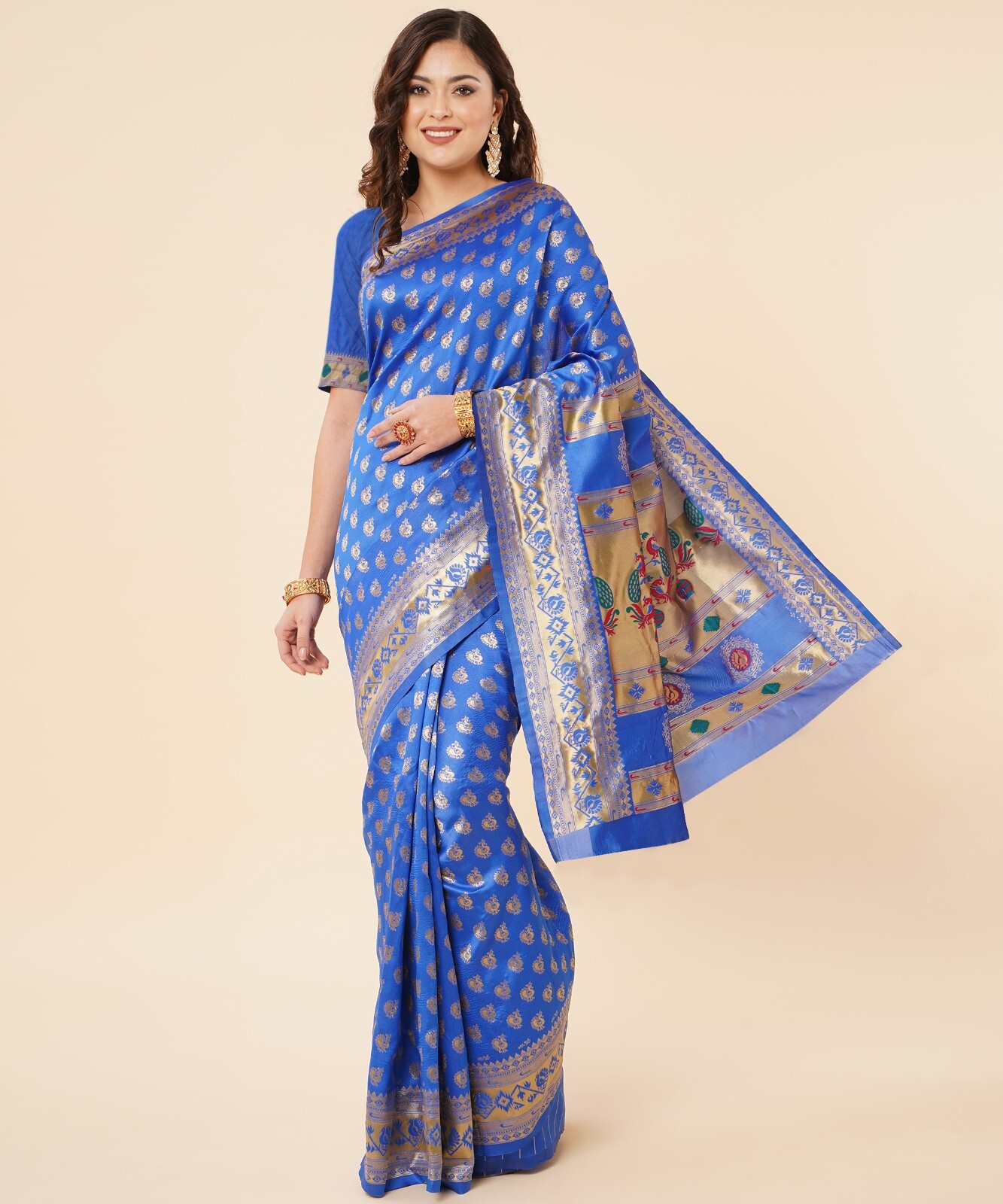 Areca Designer Paithni Brocade Mor saree blouses women Saree Cut – 5.5 Meter