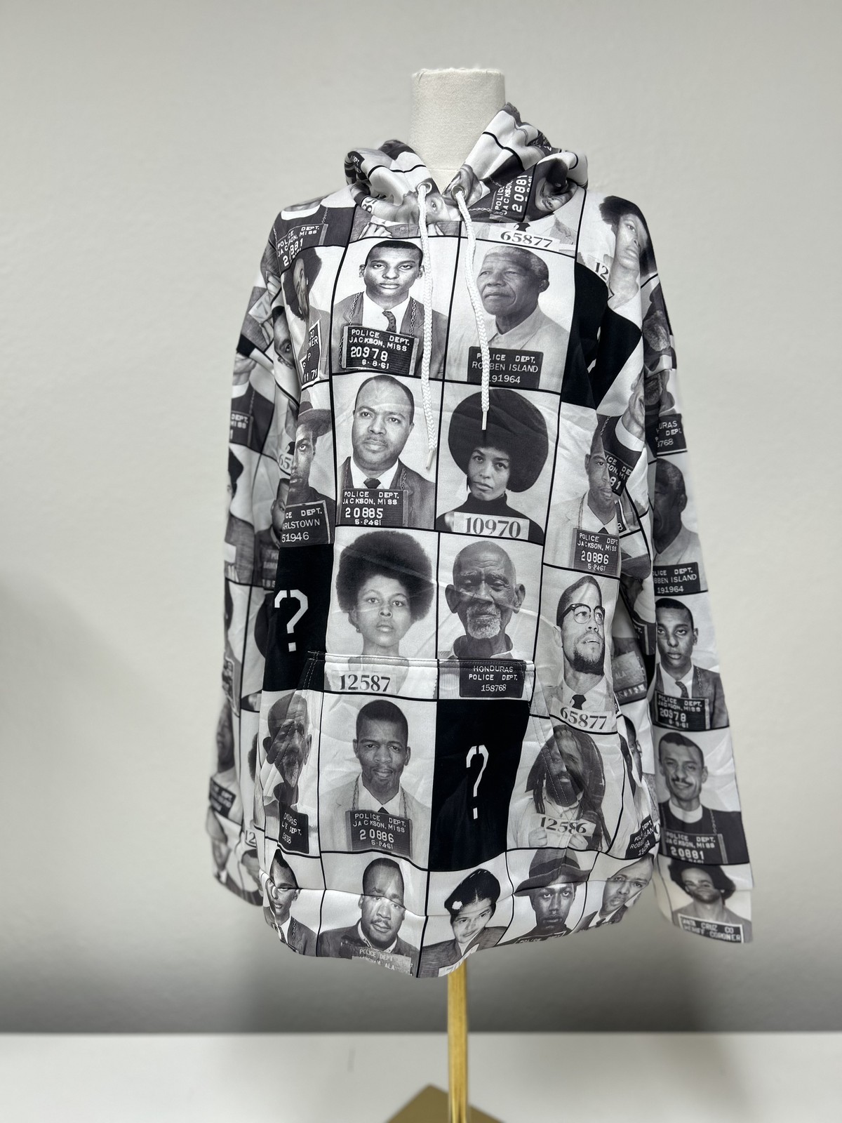 Civil Rights Mugshot All-Over Print Hoodie Size L Black White History