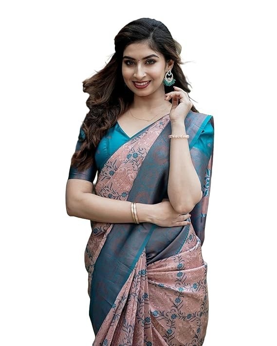 Women’s Banarasi Kanjivaram Cotton Silk Saree With Unstitched Blouse Material