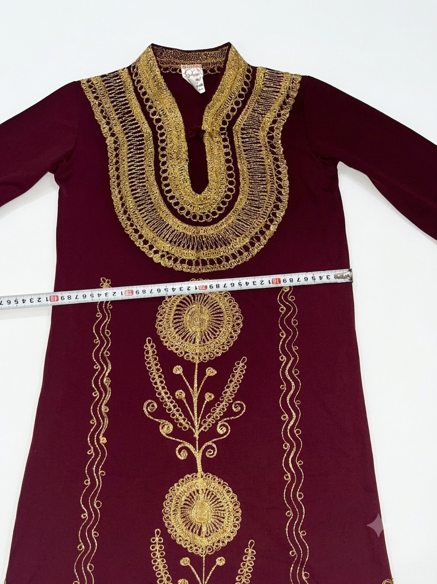 traditional Palestinian/Jordanian thobe in maroon for kids 9-11 years ثوب فلاحي