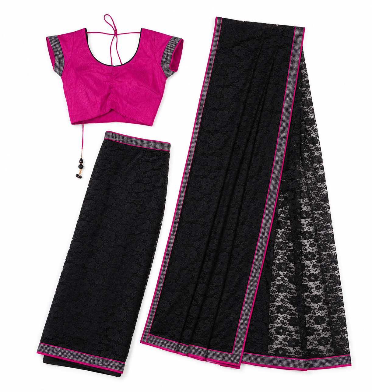 Soft Net Saree Blouse Designer Party Wear Sari Bollywood Indian Wedding Ready