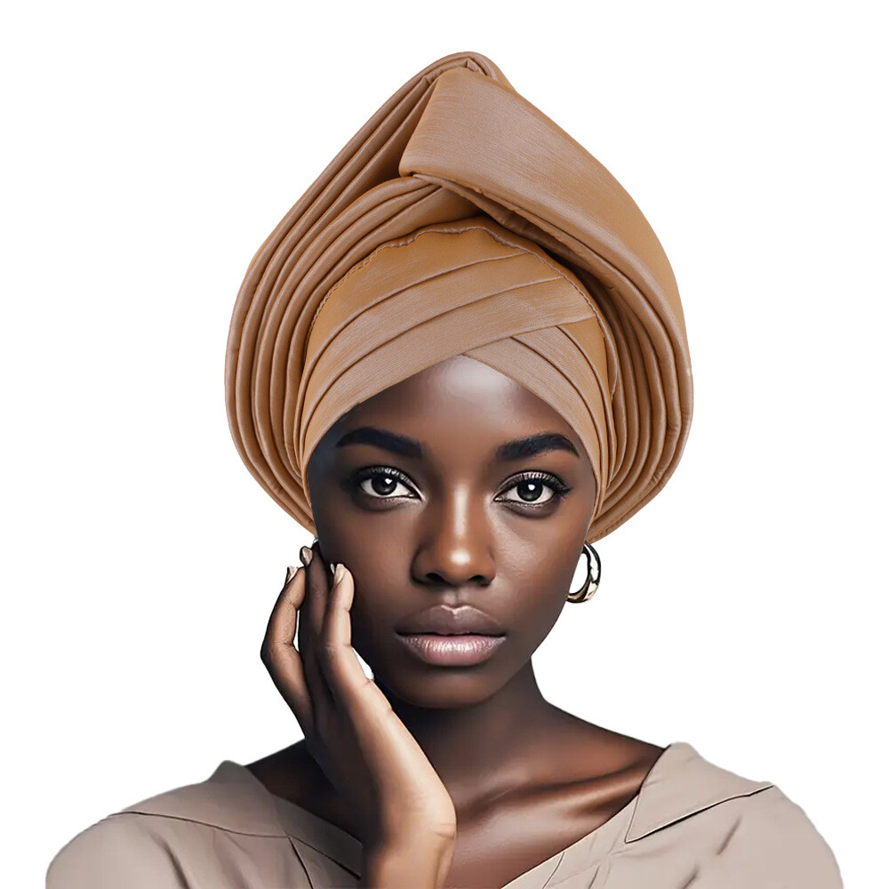 African Nigerian Women Head Wrap Hat Aso Oke Auto Gele Headtie Cap Islamic Hats