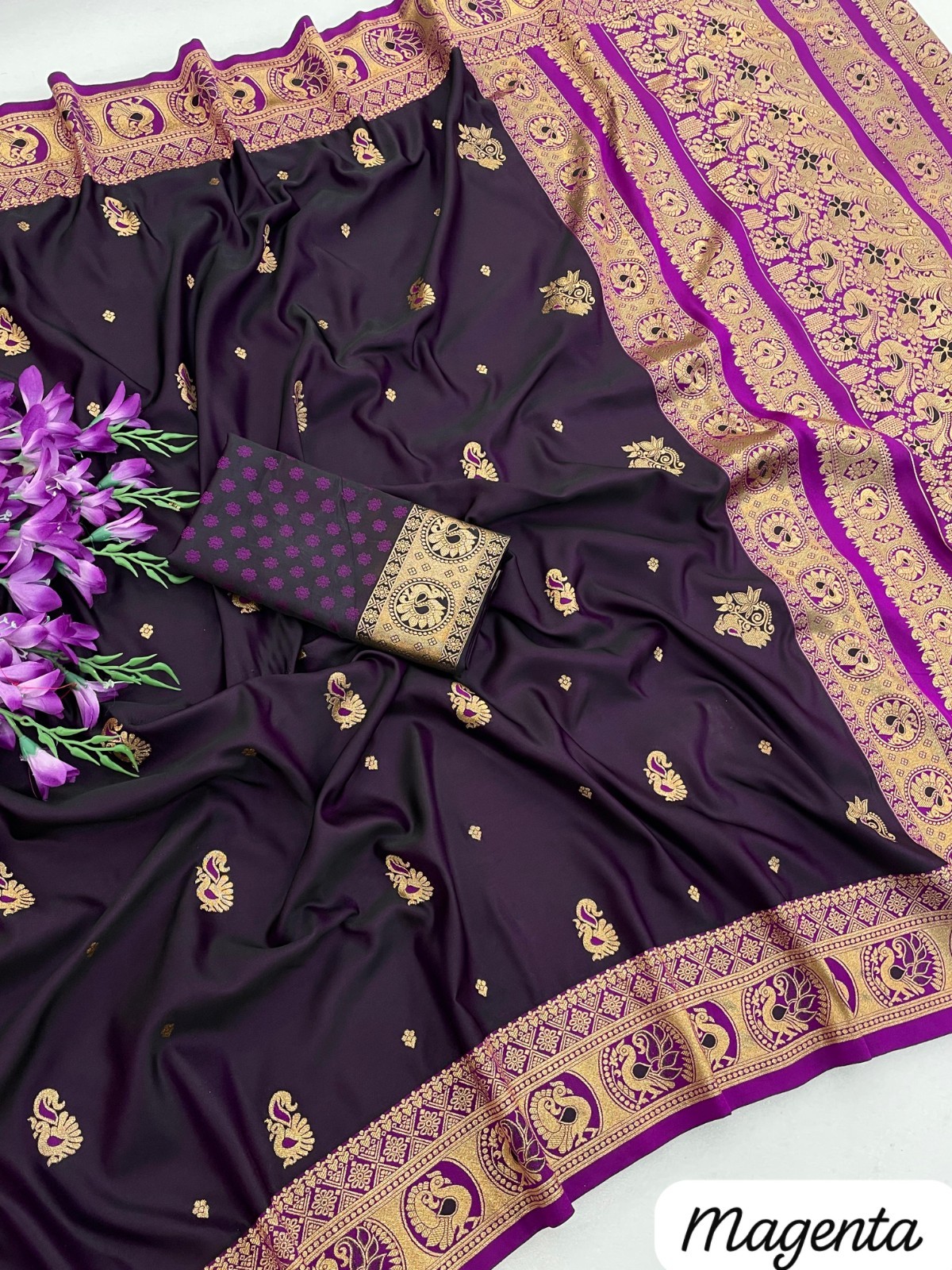 New Launch Soft Satin Silk Saree With Blouse For Function & Festival Wear