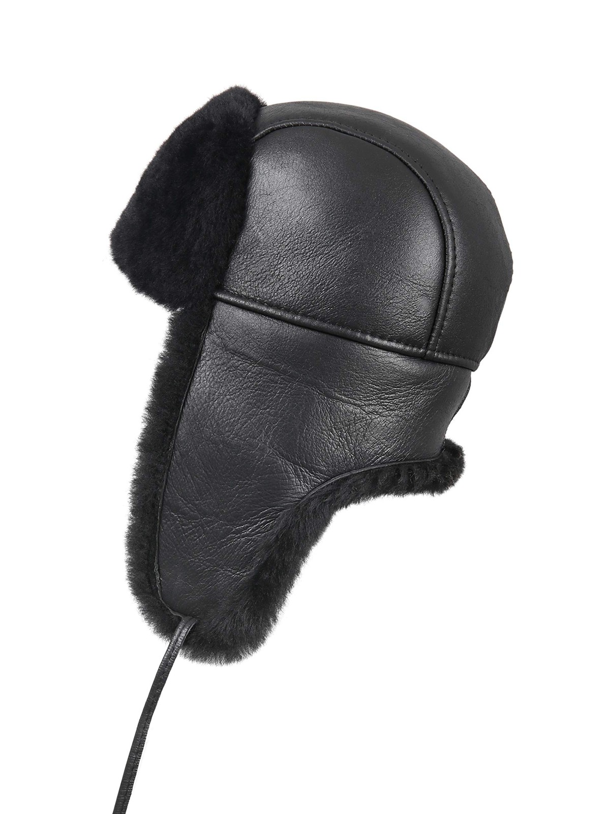 Leather Aviator Shearling Ushanka Trapper Hat Russian Sheepskin Cap Real Fur …
