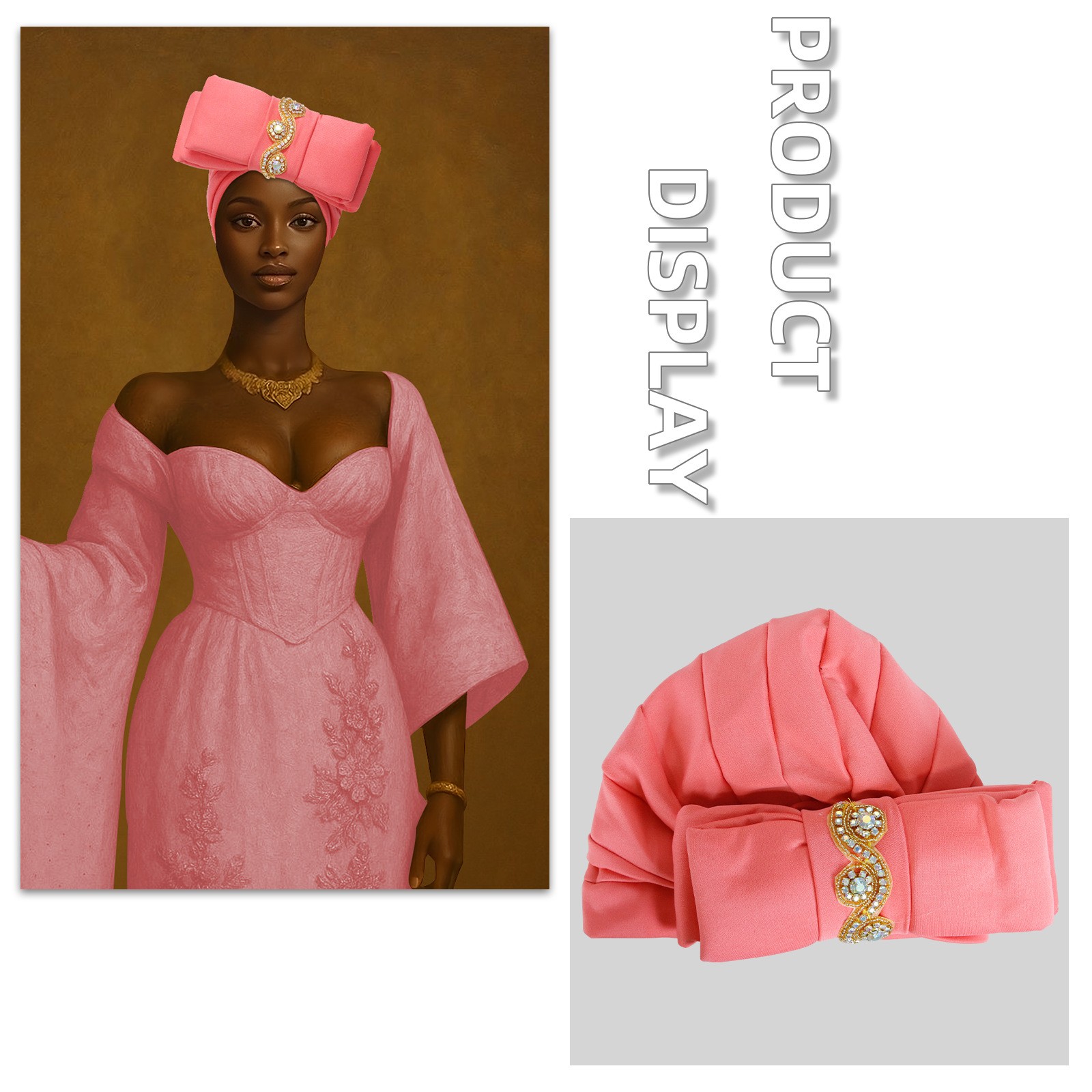 New Africa Tradition Turban Cap Bow Diamond Wrap Hat Auto Gele Birthday Headwear