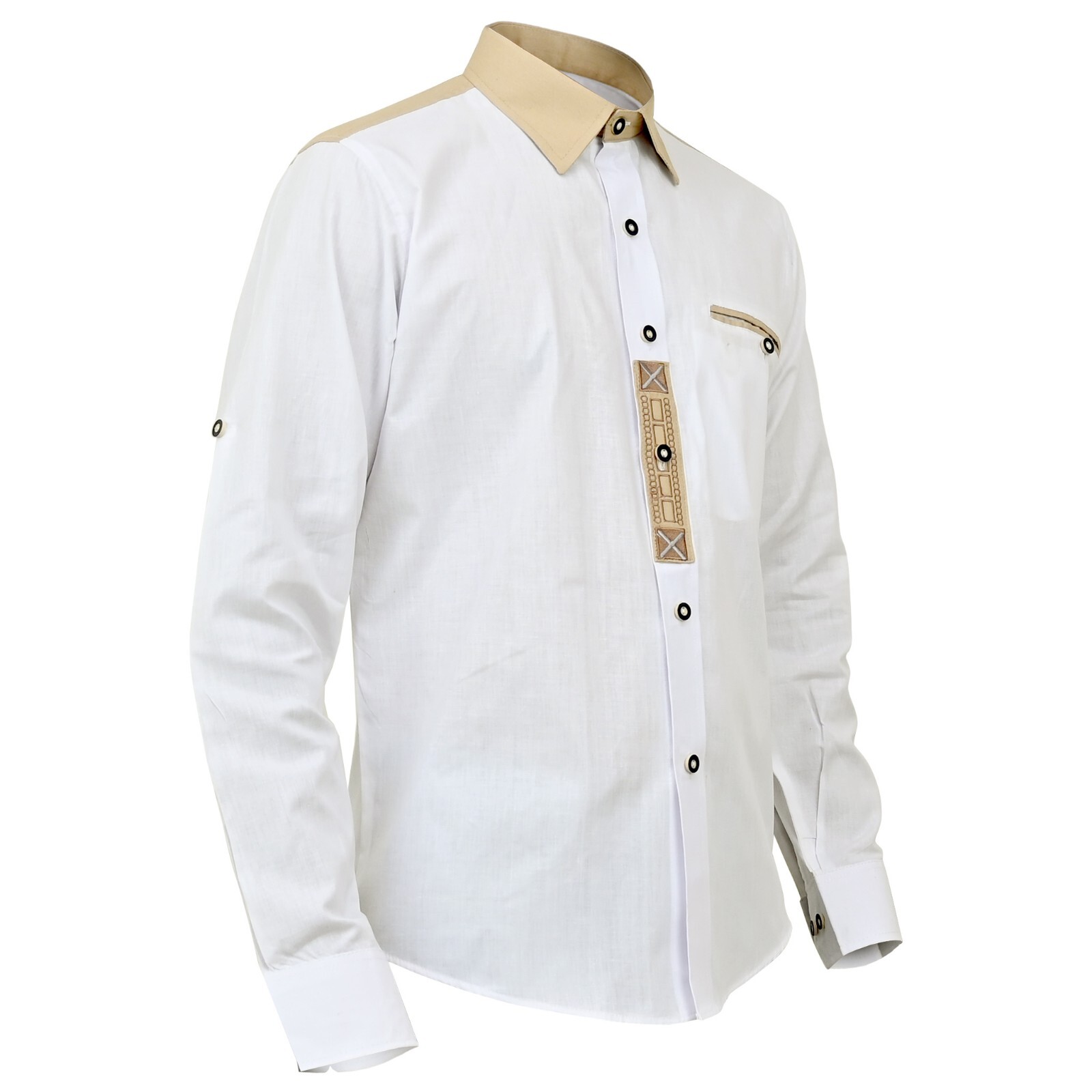 Authentic Bavarian Shirt White with Traditional Embroidery Oktoberfest Costume