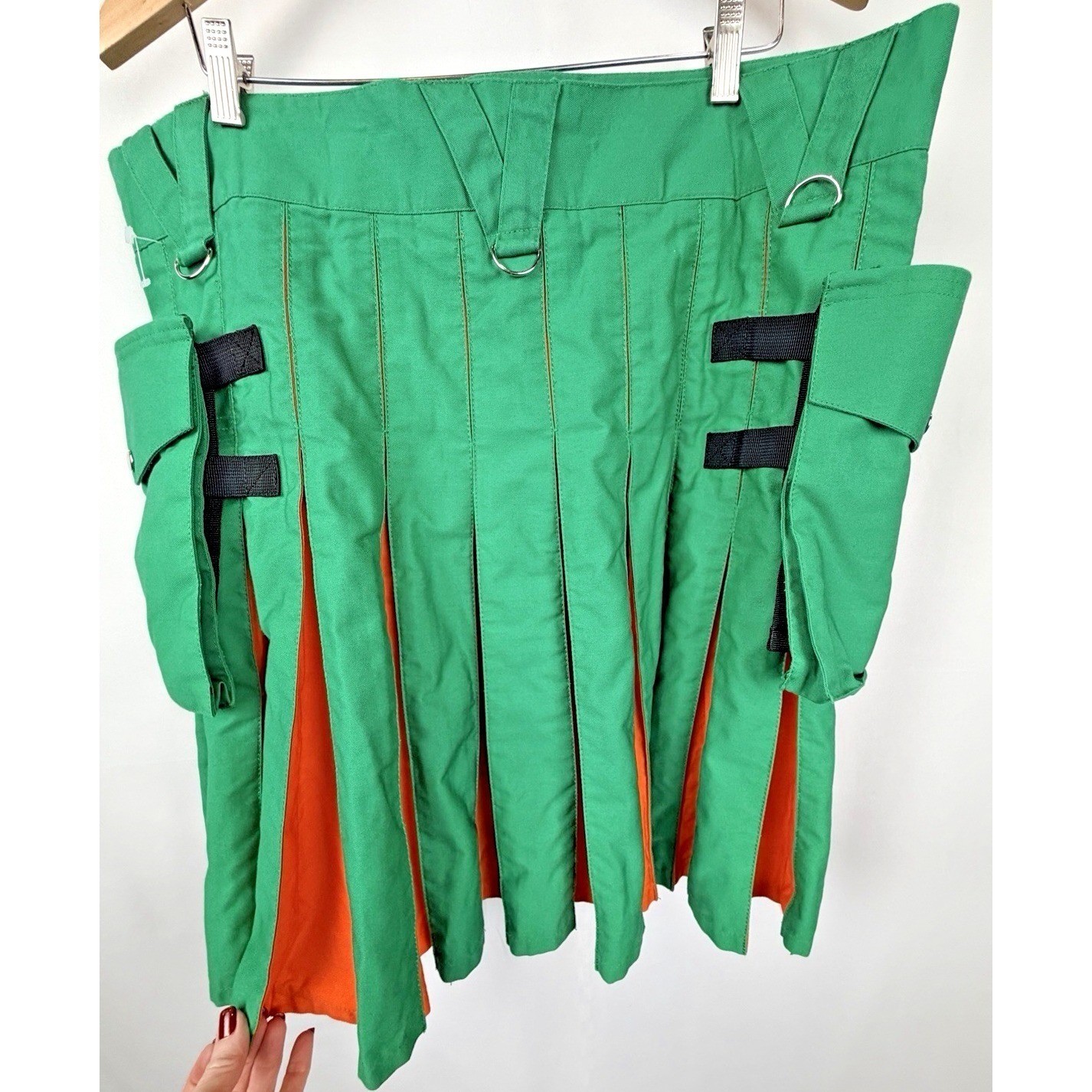 Custom Utility Kilt Green Orange Cargo Celtic Festival Highland LARP Size 44 Men