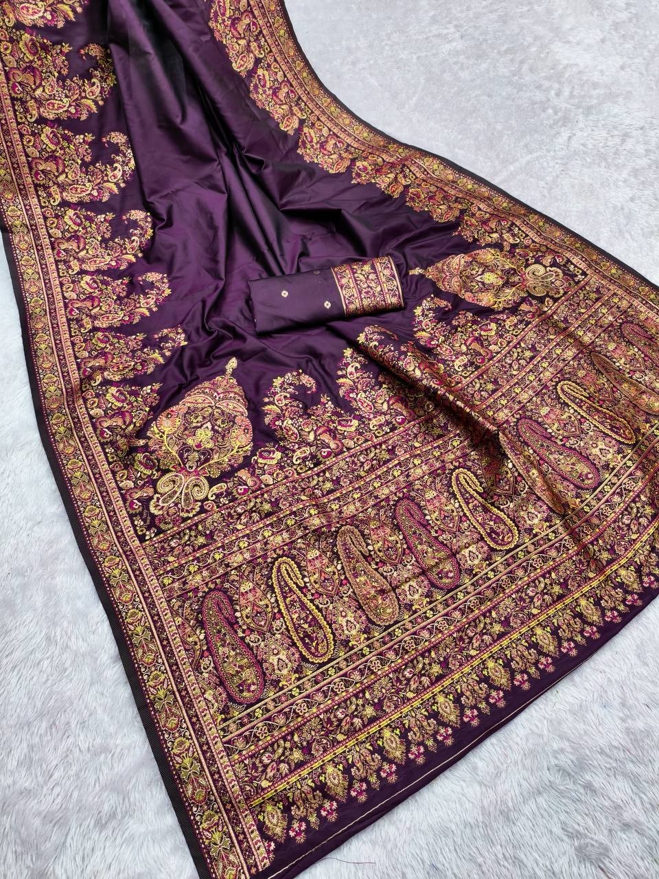 Indian Designer Pashmina Silk Saree With Blouse For Functional Wear