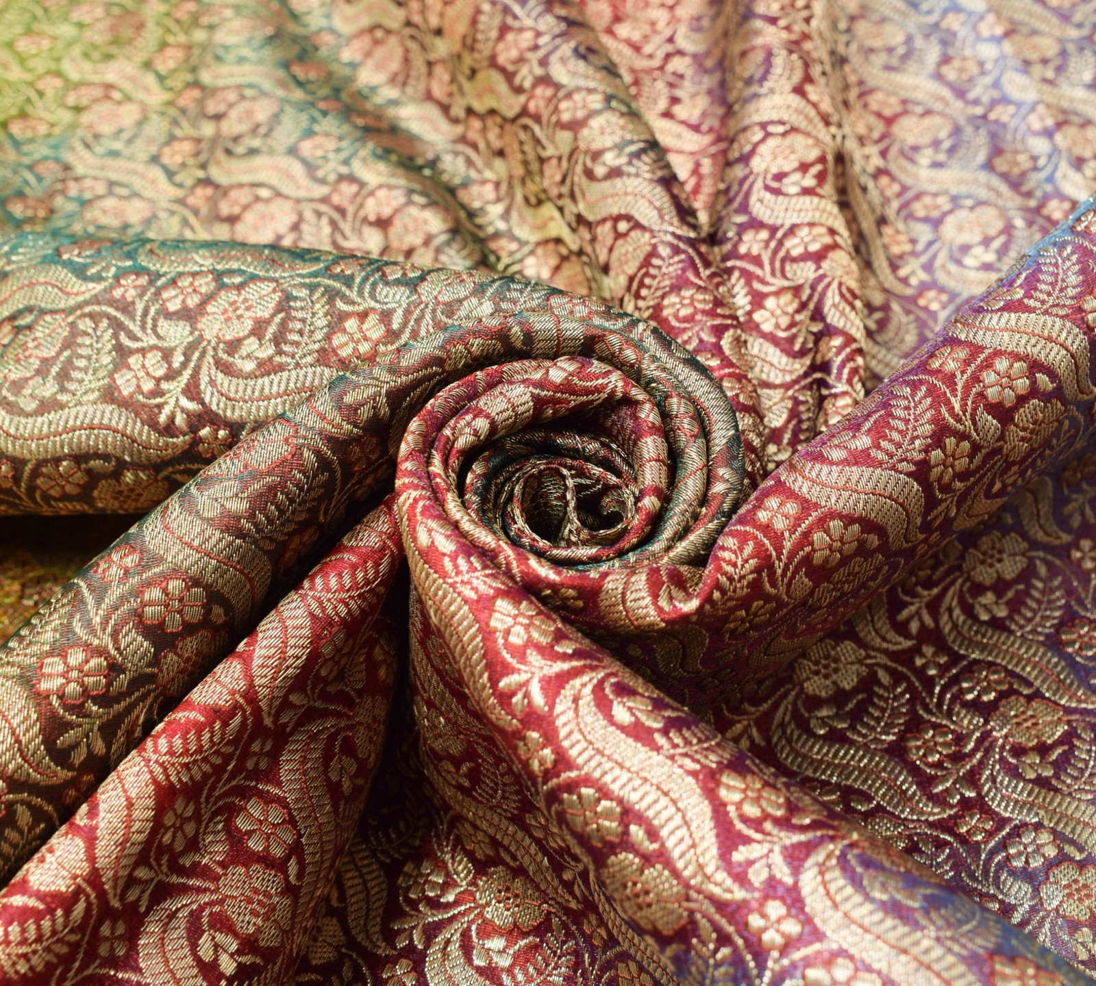 Sushila Vintage Heavy Saree Blend Satin Silk Banarasi Brocade Woven Sari Fabric