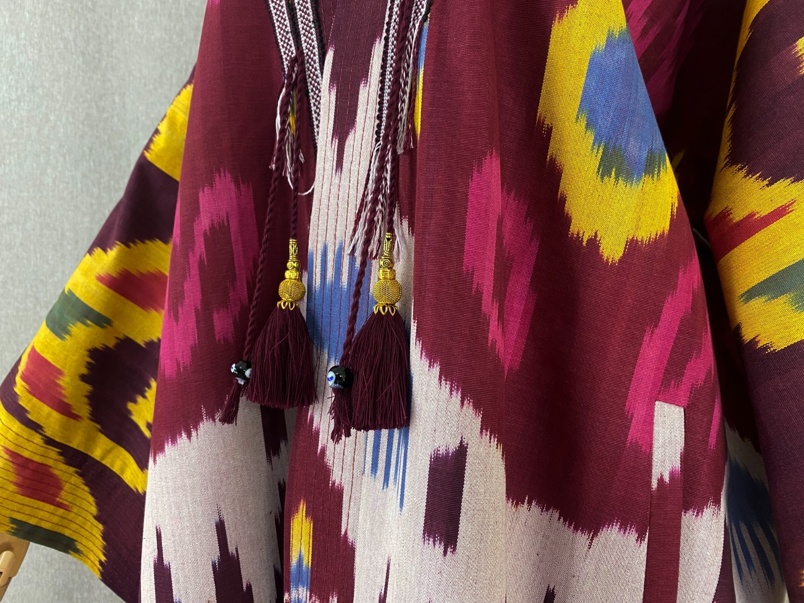 Uzbek Ikat Chapan Handmade Cotton Kimono Kaftan Boho Jacket Robe Festival Coat