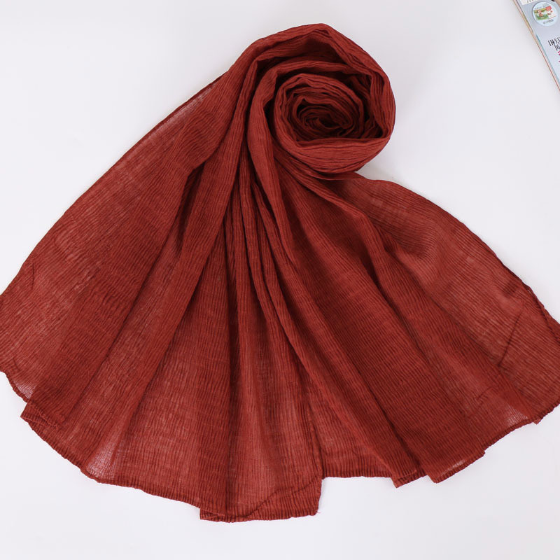 Muslim Women Hijab Solid Cover Crinkle Long Scarf Scarves Shawls Stole Head Wrap