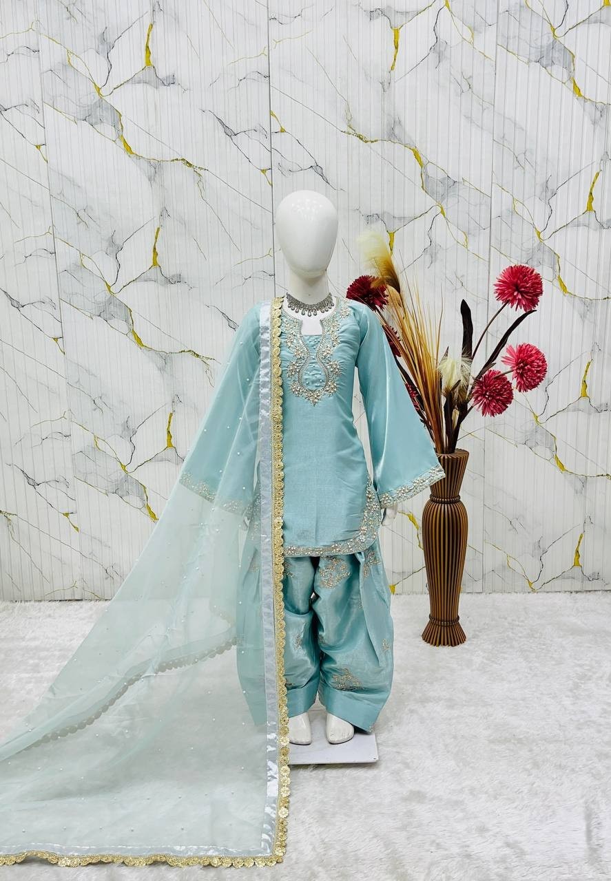 Girls Patiyala Suit Farshi Palazzo Wedding Festival Ethnic Wear Dress