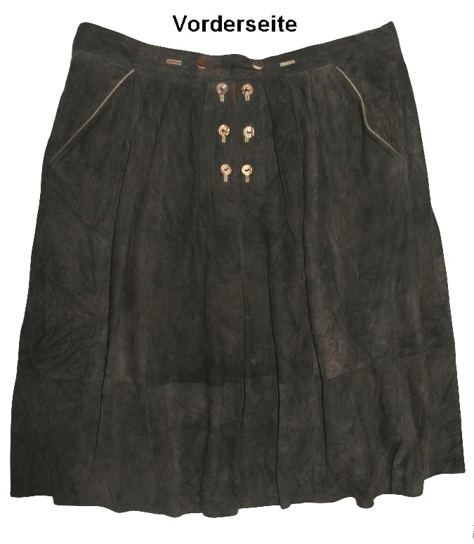 Admont Womens Trachten Midi Skirt, Longline Suede Leather, Olive, 2XL
