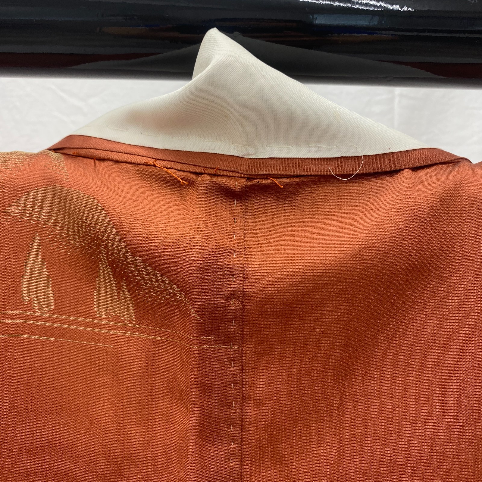 Japanese Vintage Kimono Polyester Brown Komon Traditional Authentic Length 59in