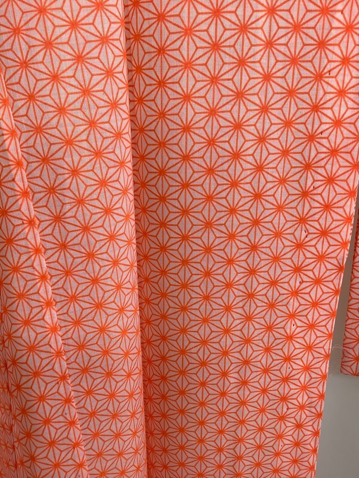 Japanese Vintage Kimono Cotton Tradition Orange Hexagonal Height 130cm
