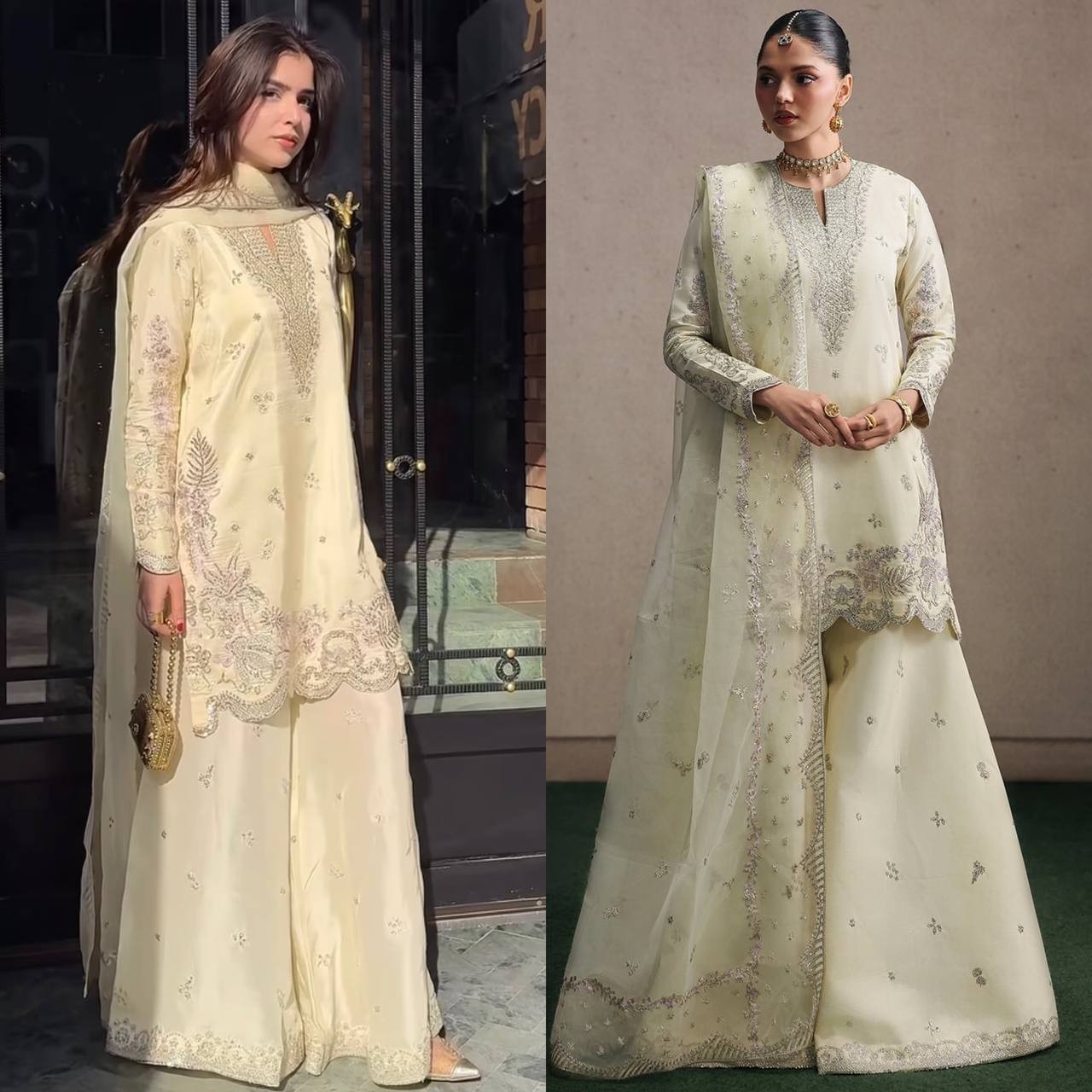 New Collection Off White Crepe Silk Kurta Palazzo With Dupatta For Women