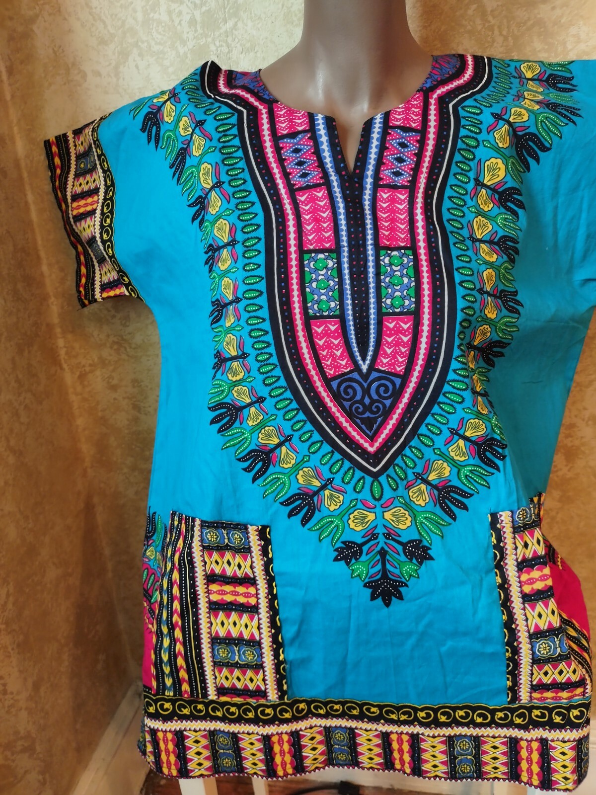 Blue multi unisex Dashiki Medium