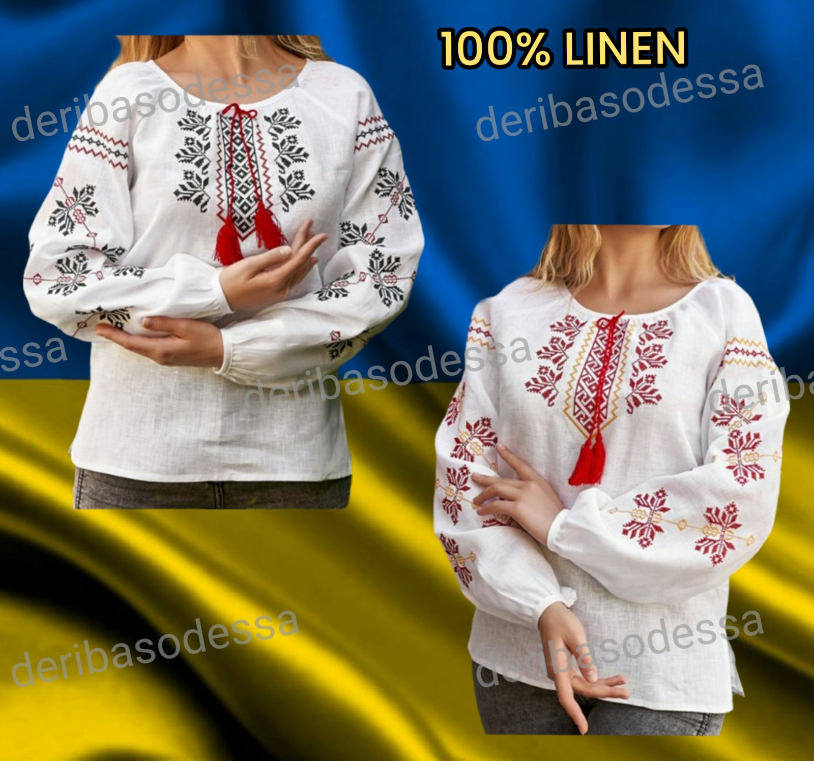 Traditional Ukrainian womens embroidered blouse Vyshyvanka S,M,L-3XL LINEN 100%