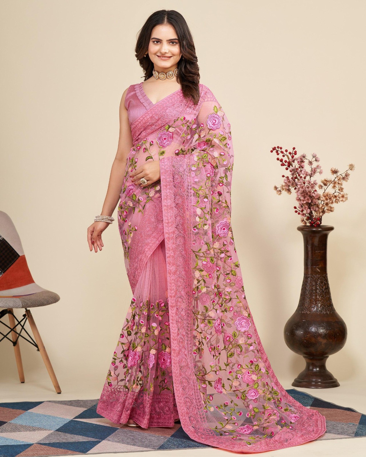 Designer Saree Ethnic Party Blouse Sari Wedding Bollywood Wear Indian Pakistani