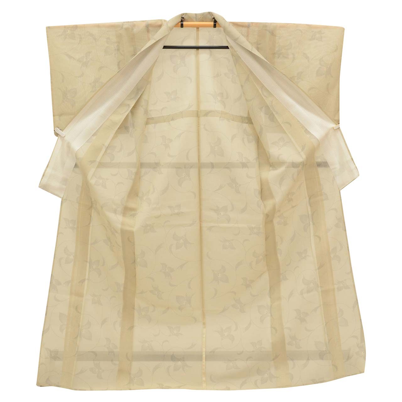 Vintage Japanese Kimono | Summer Shiro Oshima Tsumugi | Beige Silk | uu0732b