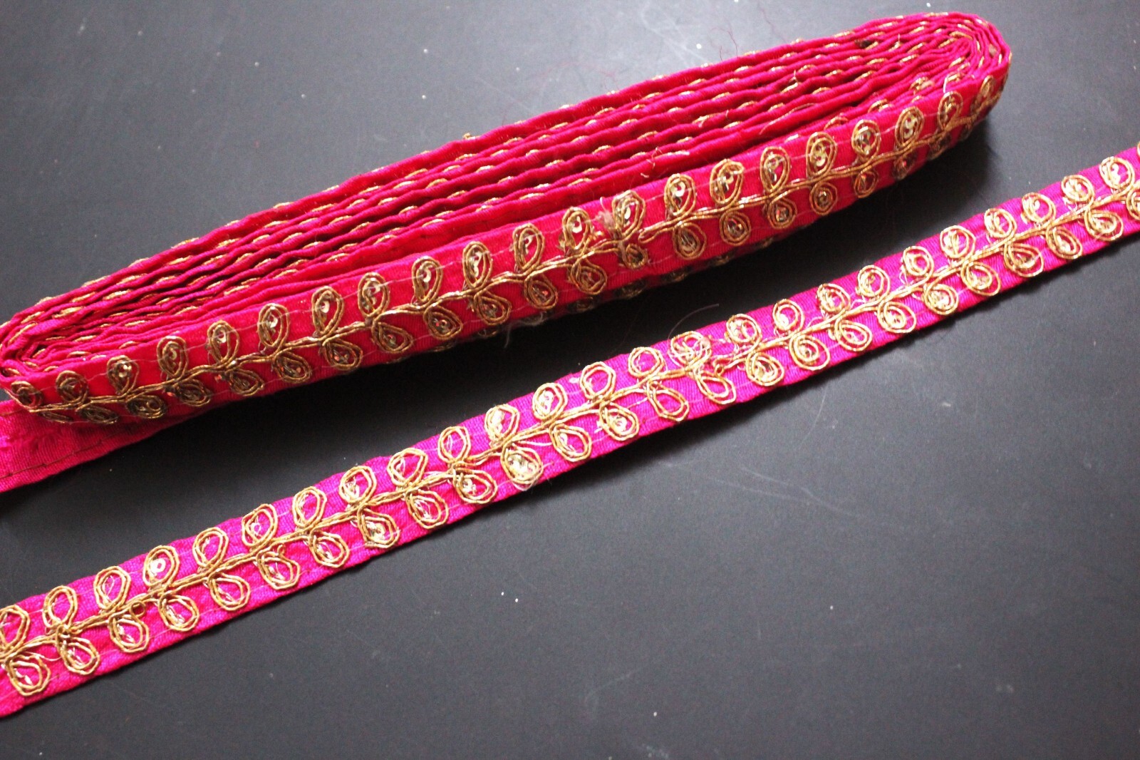 Indian Saree Border Trim Embroidered Pink Lace Ribbon Gota Sewing Sari Border 9Y