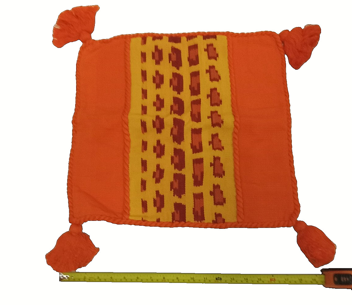 4 Vintage 17in KNITED PILLOW CASES Guatemalan Handmade Textile.