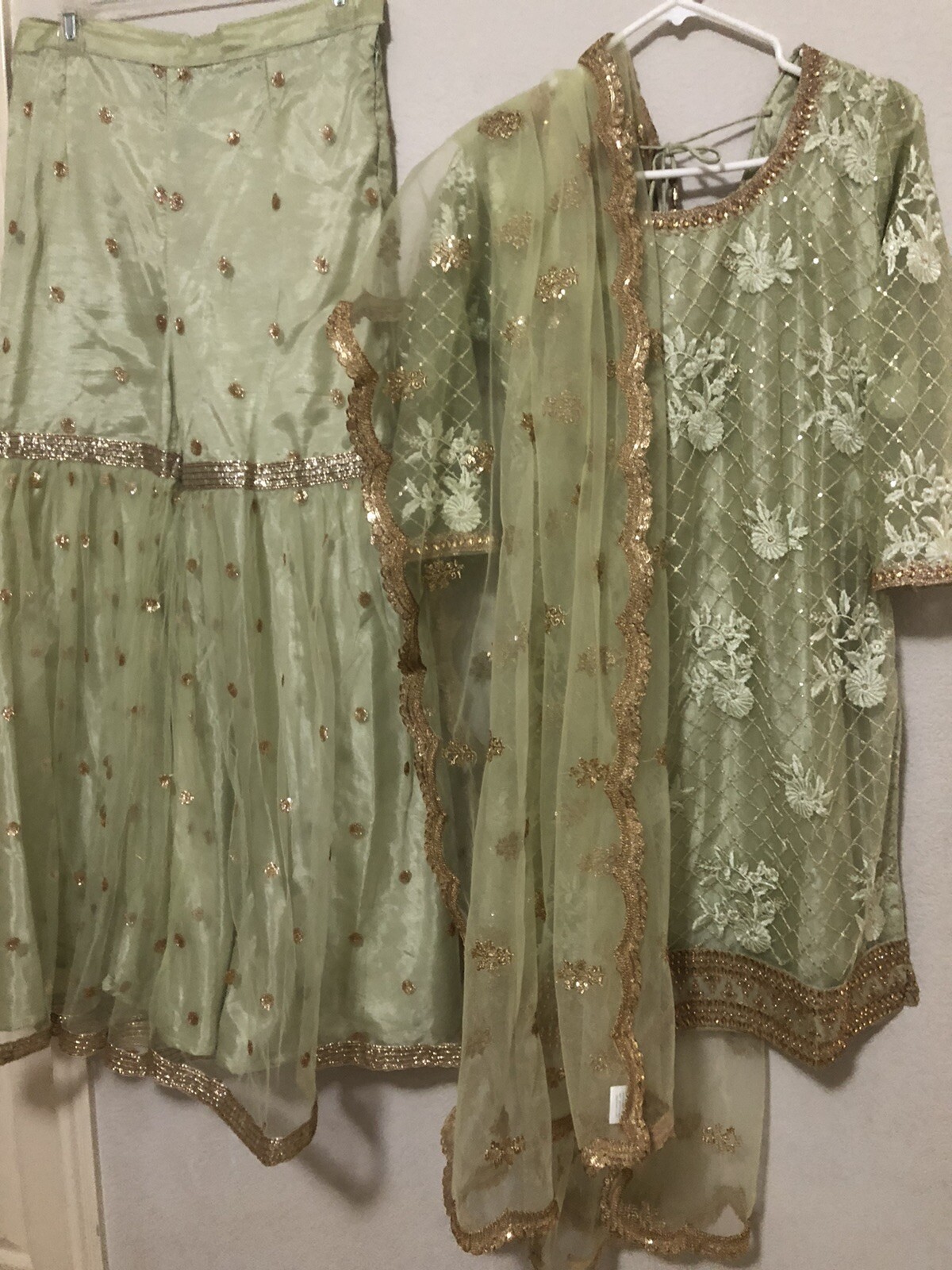 indian dress party wear wedding wear Plazo suit Sharara Suit light Green Suit