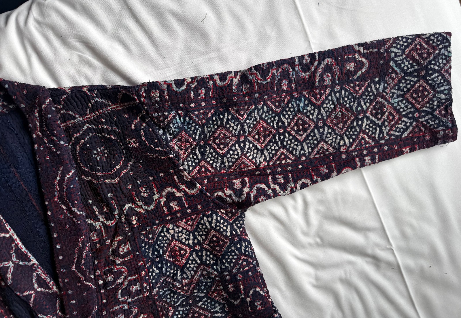 Indigo Quilted Kimono Jacket | Boho Cotton Coat | Handmade Kantha Style Layering